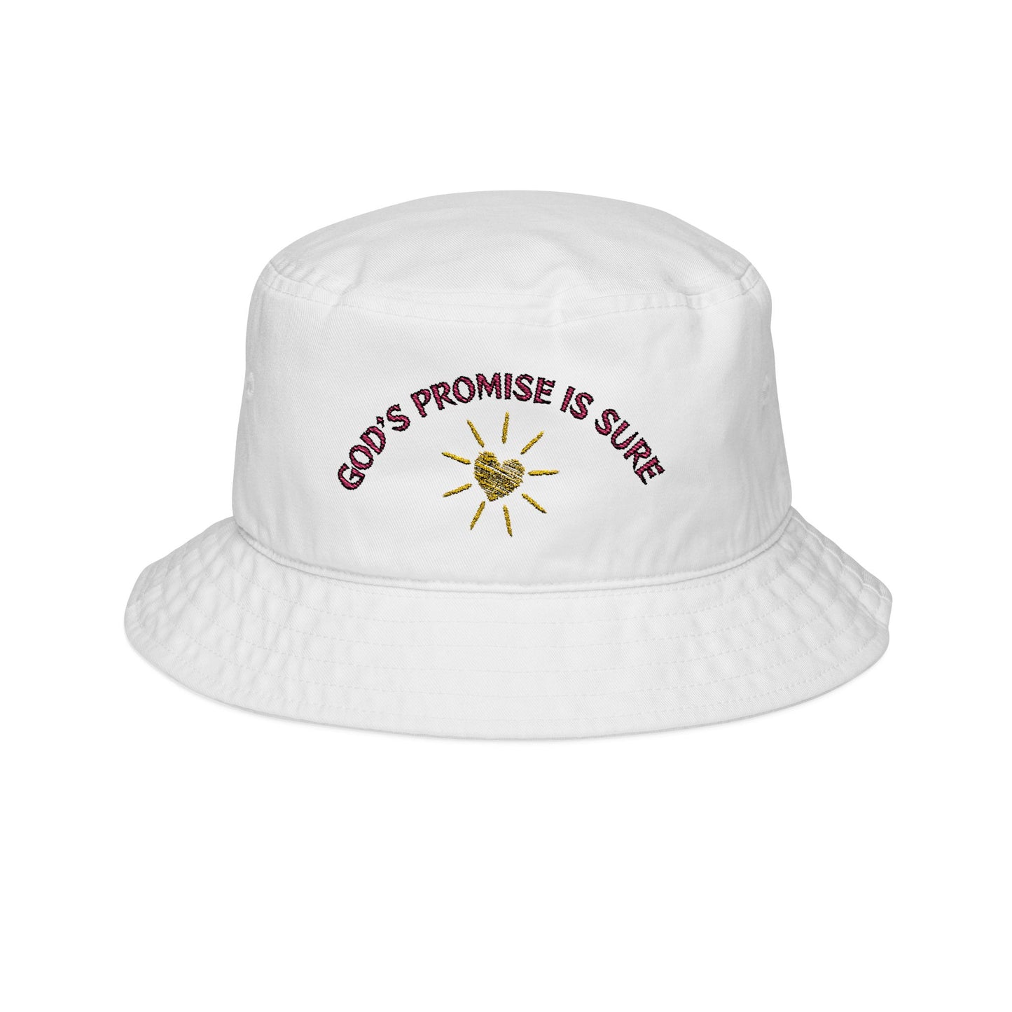 Embroidered Bucket Hat – 'God's Promise is Sure' – Stylish Sun Protection