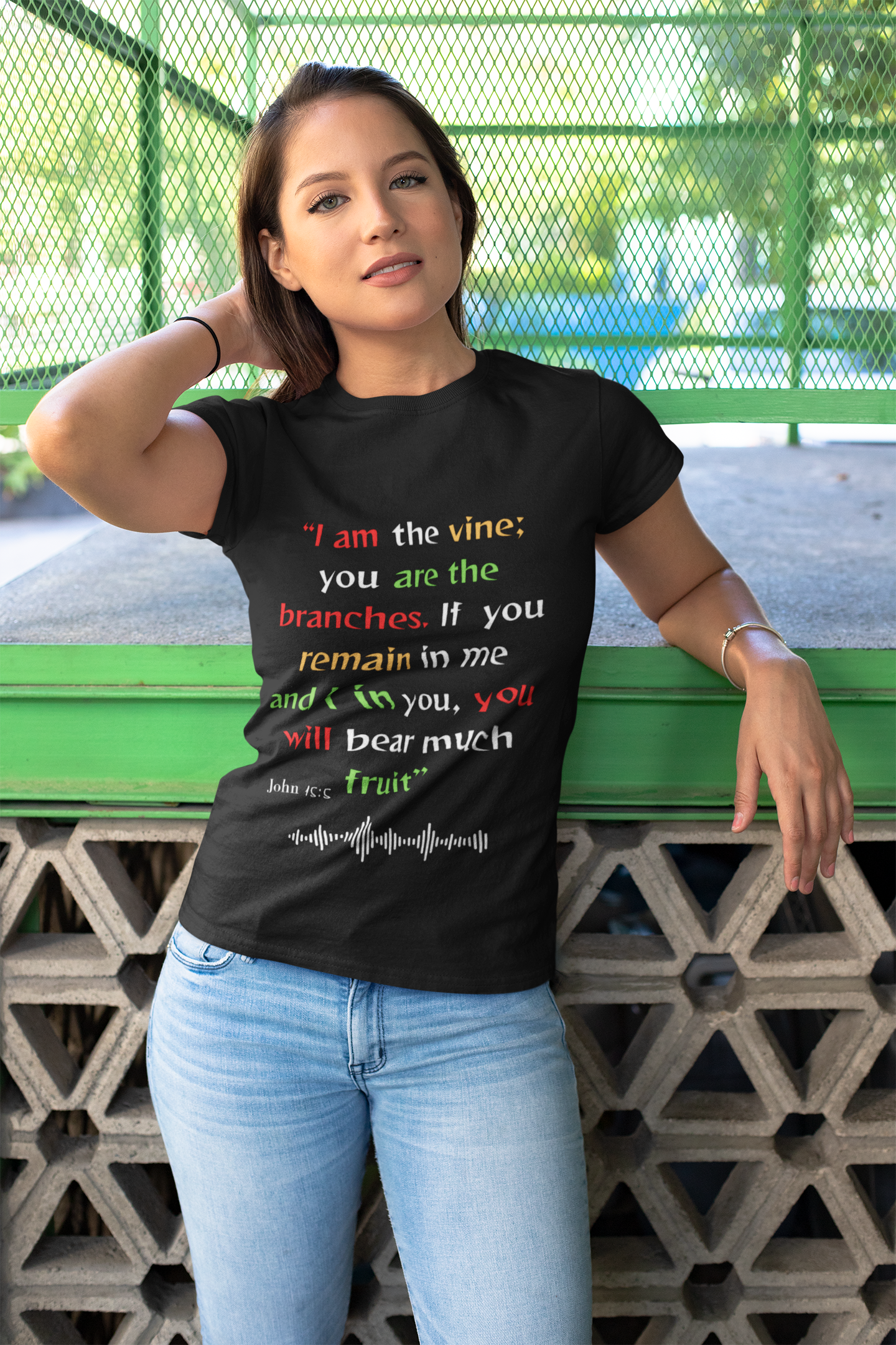 Inspirational Garment-Dyed T-Shirt - "I am the vine; you are the branches"