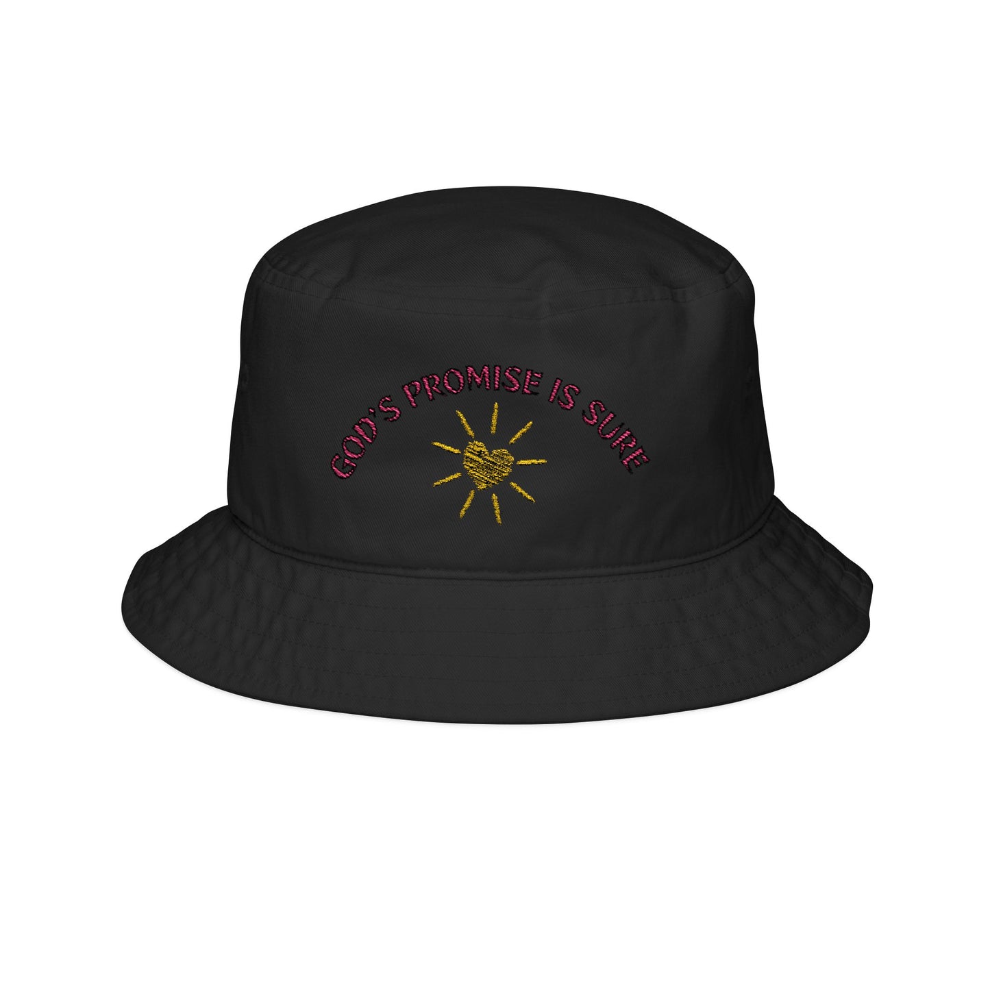 Embroidered Bucket Hat – 'God's Promise is Sure' – Stylish Sun Protection