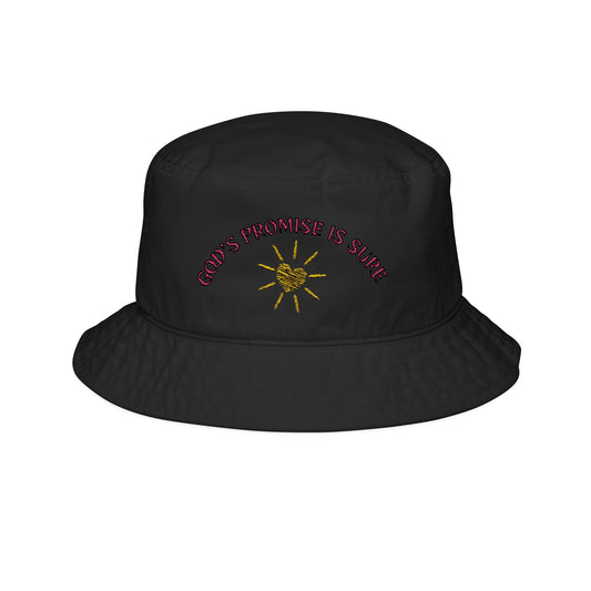 Embroidered Bucket Hat – 'God's Promise is Sure' – Stylish Sun Protection